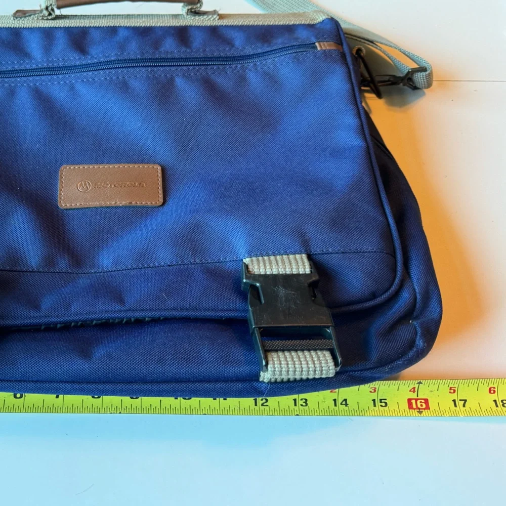 Vintage Motorola Cell Phones Blue Men’s Laptop Briefcase Attaché Bag MINTY Promo